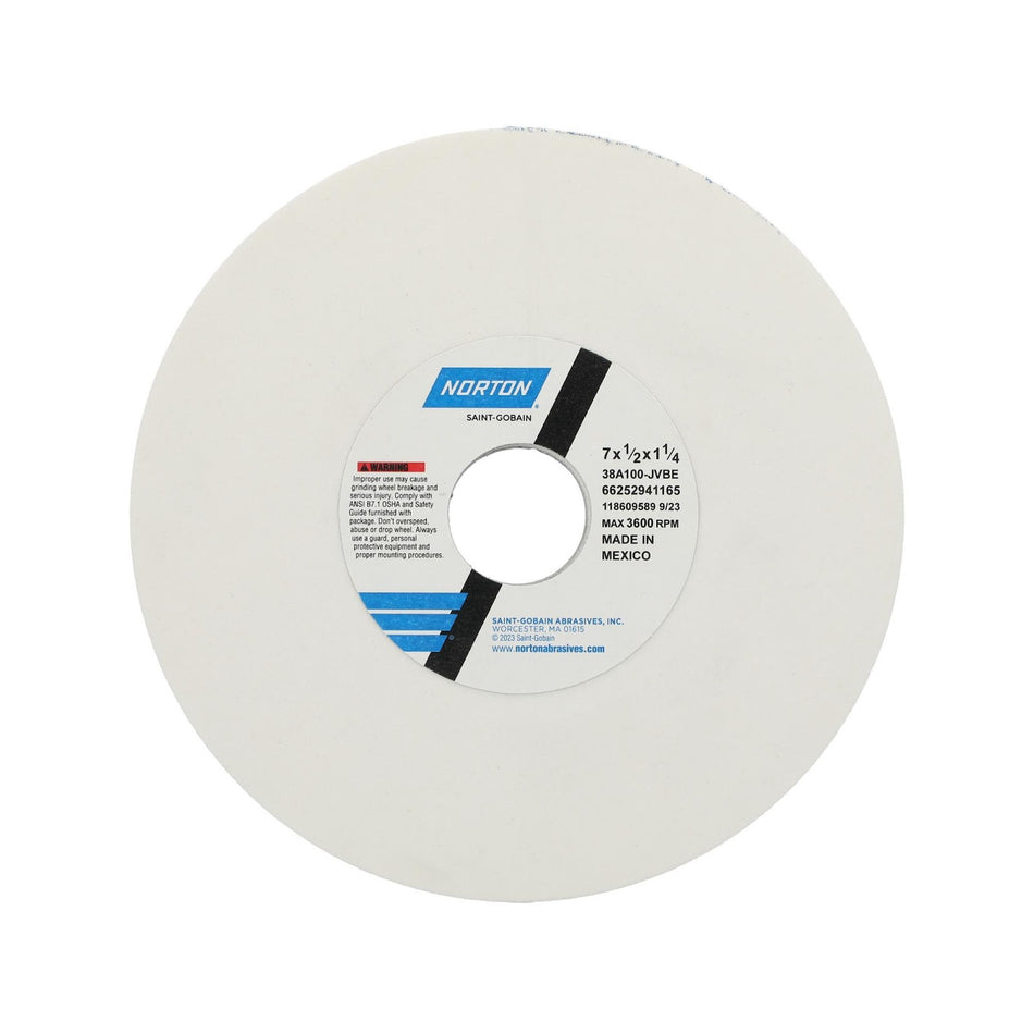 Norton 7 x 1/2 x 1-1/4 in Type 01 Toolroom Wheel 38A 100 J VBE