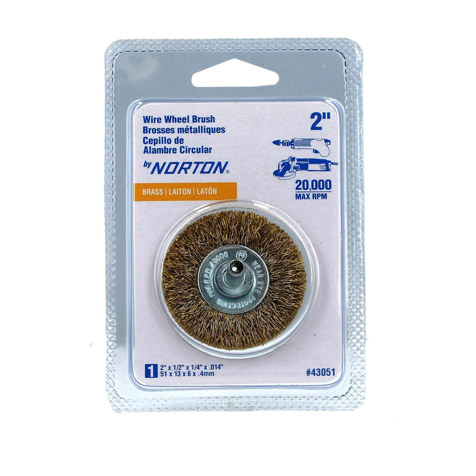 Norton 2 x 0.014 x 1/4 in Shank Mounted Wheel Brush, 20-Pack