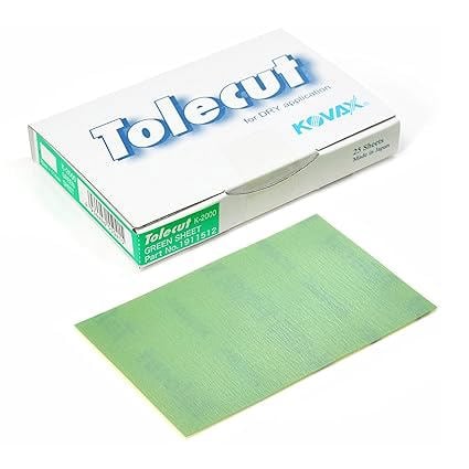 Kovax Tolecut green sandpaper sheet with packaging on a white background