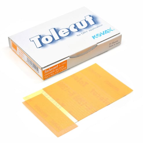 Kewax Tolecut orange sandpaper sheets with packaging on a white background