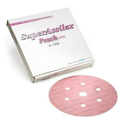 Eagle Abrasives 5 inch Assilex Peach 7 hole K1500 sanding discs automotive finishing