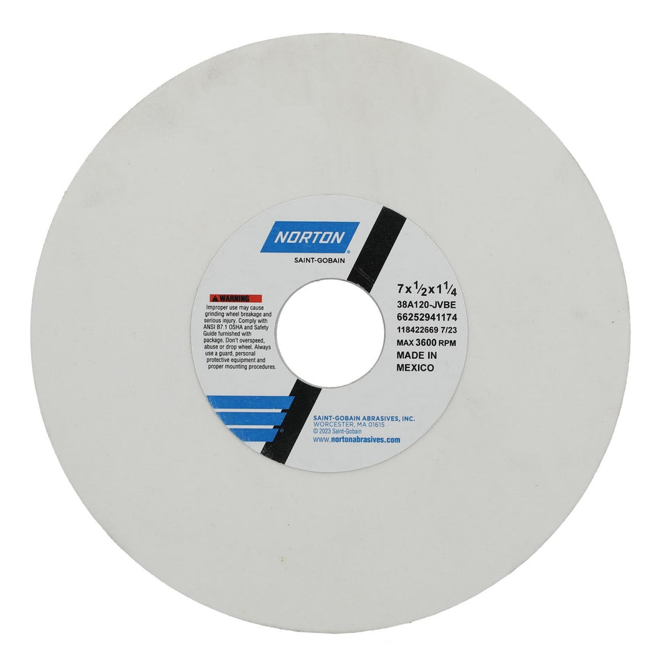 Norton 7 x 1/2 x 1-1/4 in Type 01 Toolroom Wheel 38A 120 J VBE