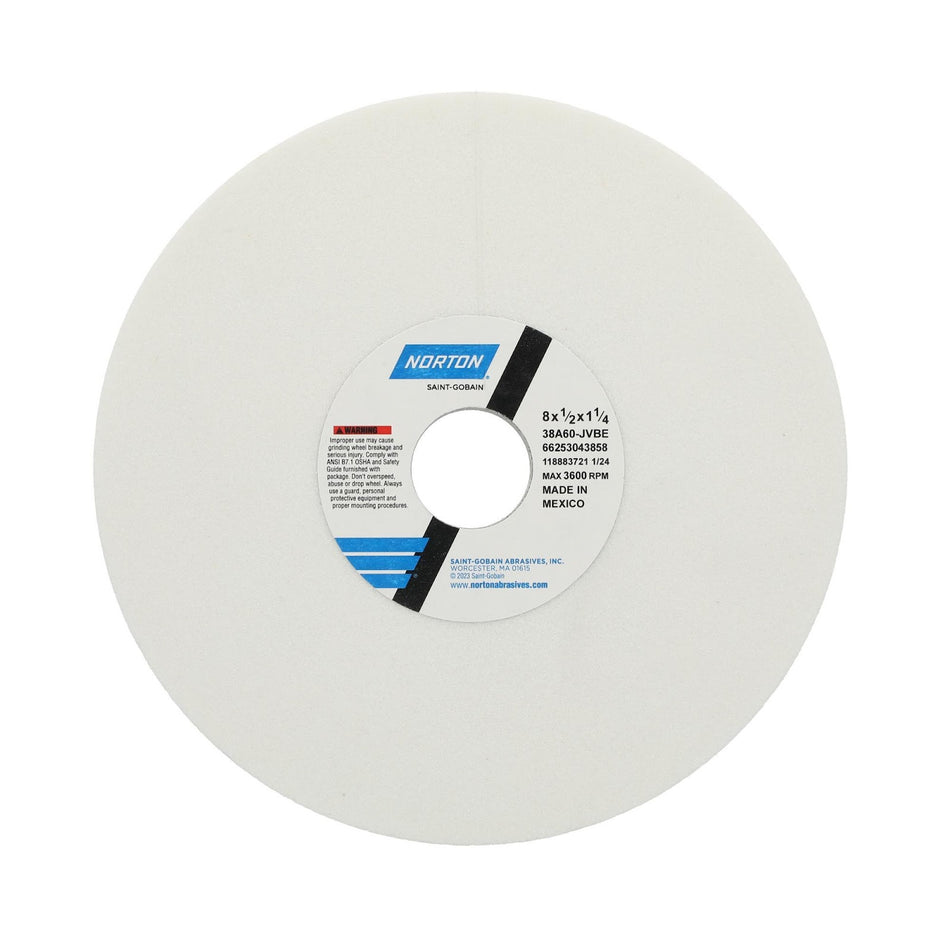Norton 8 x 1/2 x 1-1/4 in Type 01 Toolroom Wheel 38A 60 J VBE