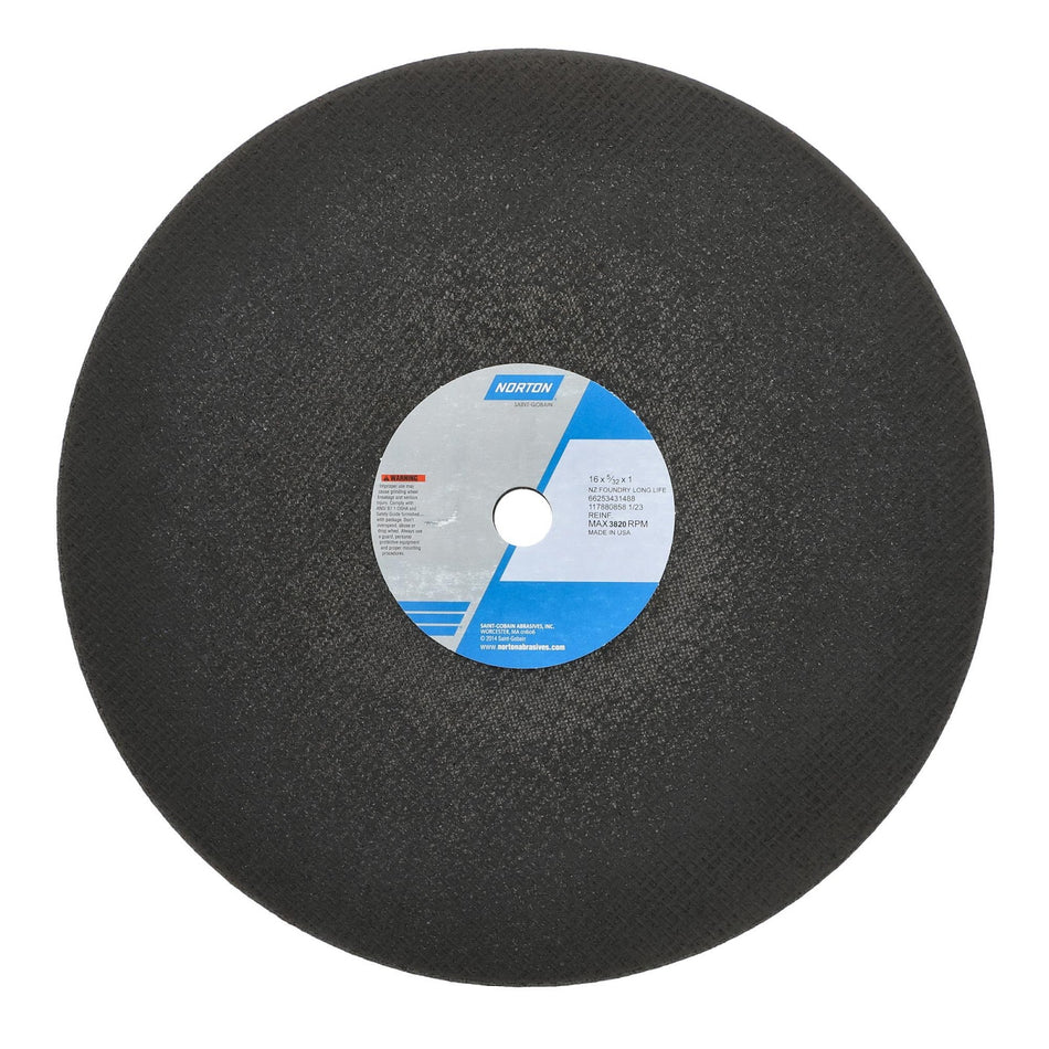 Norton 16 x 5/32 x 1 in NorZon Type 41 Reinforced Cut-Off Wheel ZA 30 Grit Y B65N, 10-Pack