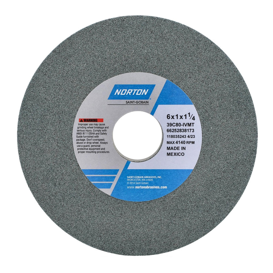 Norton 6 x 1 x 1-1/4 in Type 01 Toolroom Wheel 39C 80 J VMT