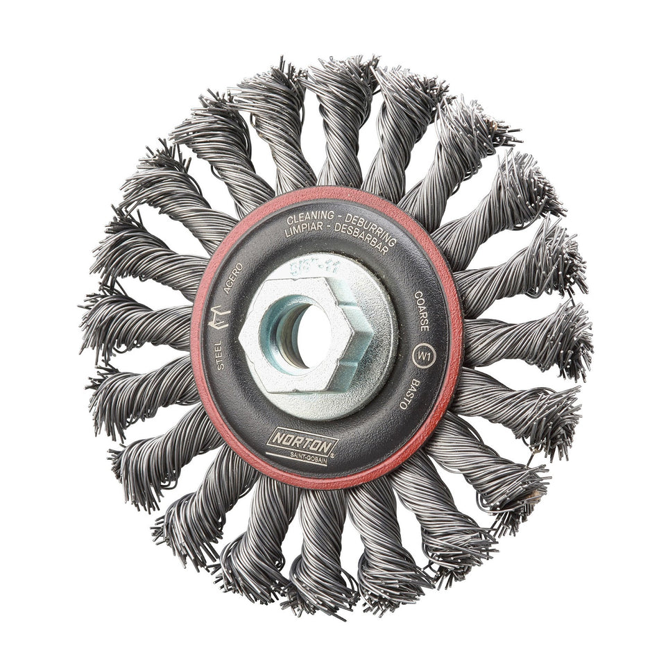 Norton 4-1/2 x 0.02 in BlueFire Shank Mounted Wheel Brush, 6-Pack