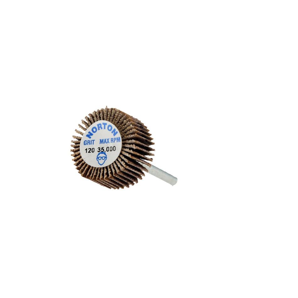 Norton 3/4 x 3/8 in Merit Spindle Flap Wheel P120 Grit R369 Aluminum Oxide, 10-Pack