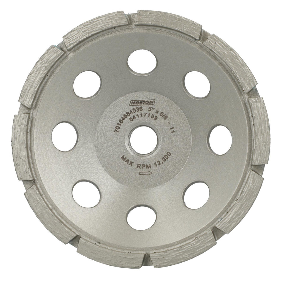 Norton 5.000 x 5/8-11 In. Norton Clipper Classic Single Row Diamond Cup Wheel