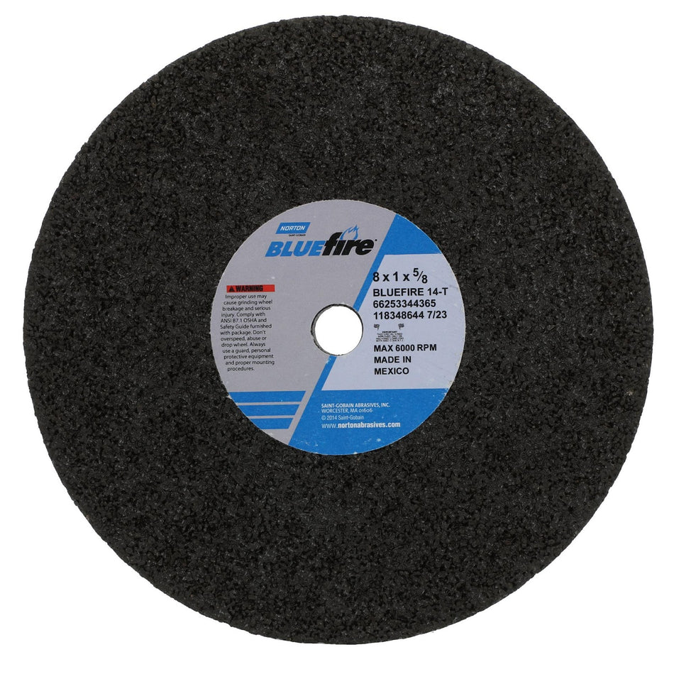 Norton 8 x 1 x 5/8 in BlueFire Type 01 Portable Snagging Wheel 4NV 14 T BS, 10-Pack