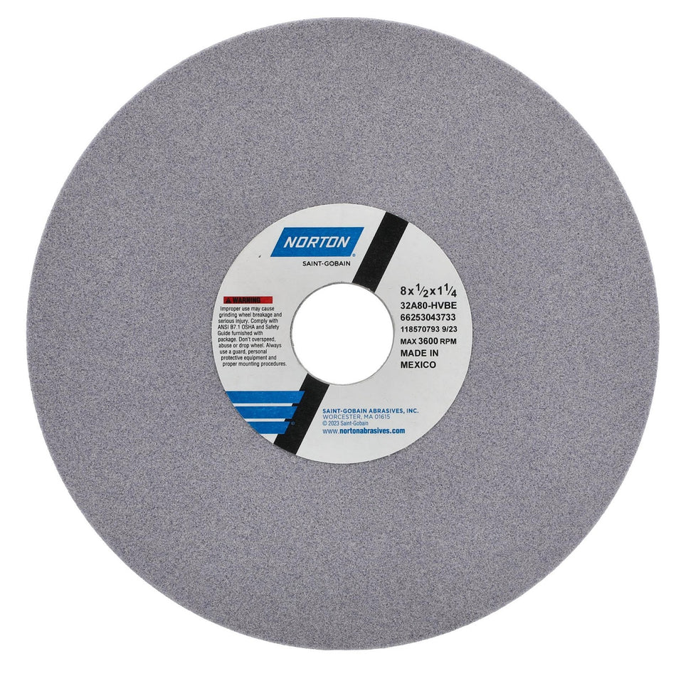 Norton 8 x 1/2 x 1-1/4 in Type 01 Toolroom Wheel 32A 80 H VBE
