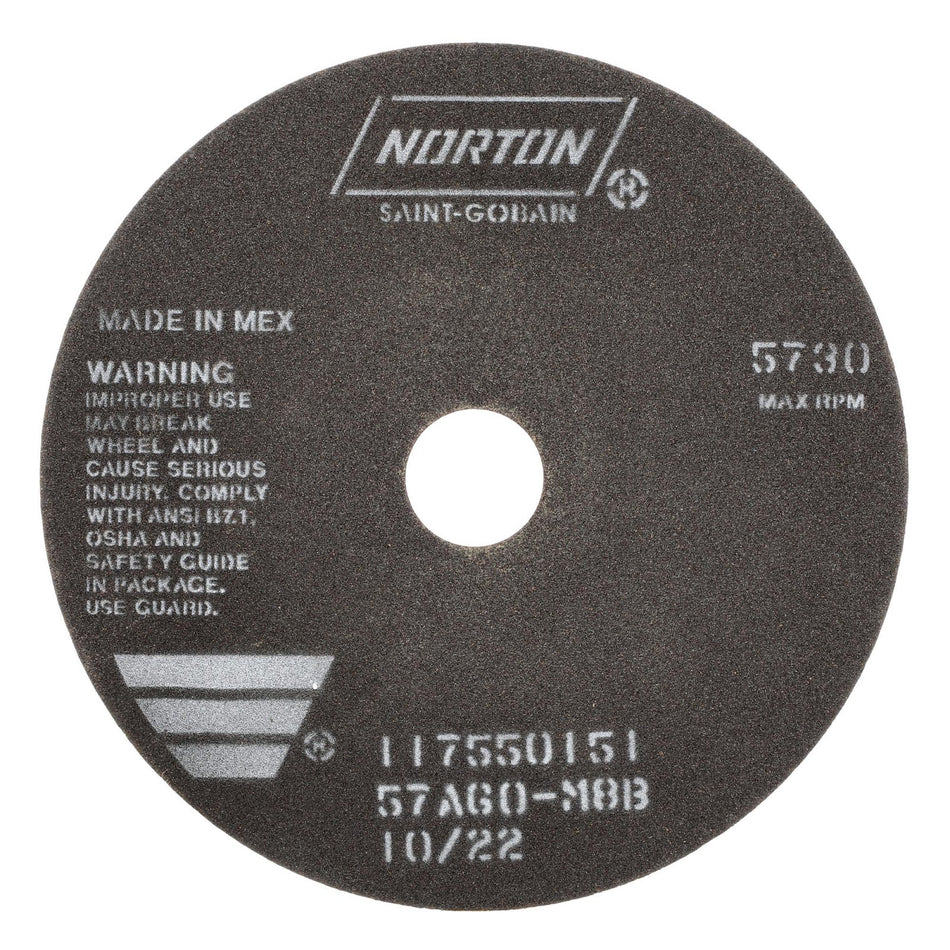 Norton 8 x 1/16 x 1-1/4 in B Type 41 Non-Reinforced Cut-Off Wheel AO 60 Grit M B, 25-Pack