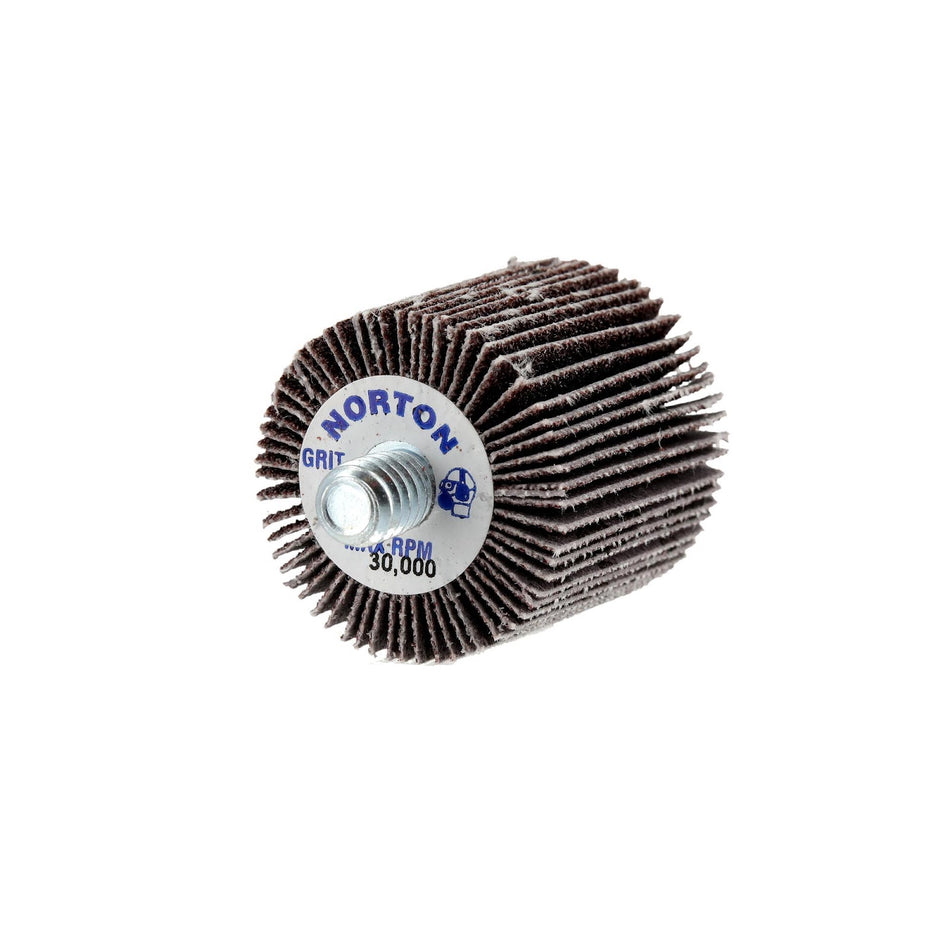 Norton 1 x 1 in Metal Spindle Flap Wheel P80 Grit R207 Aluminum Oxide, 10-Pack