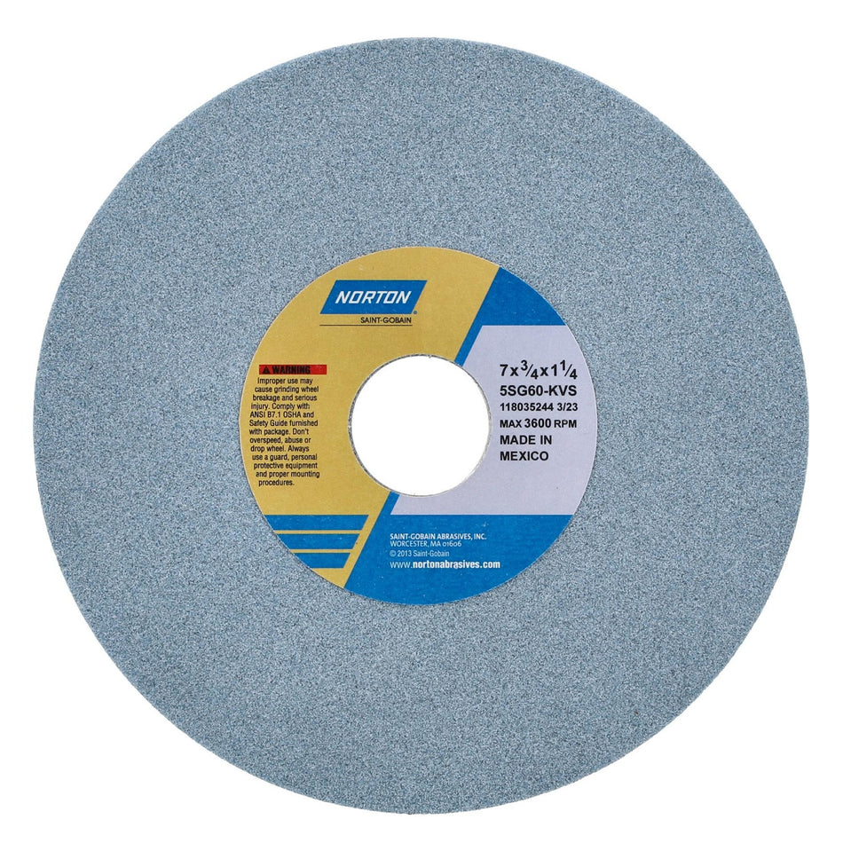 Norton 7 x 3/4 x 1-1/4 in SG Type 01 Toolroom Wheel 5SG 60 K VS