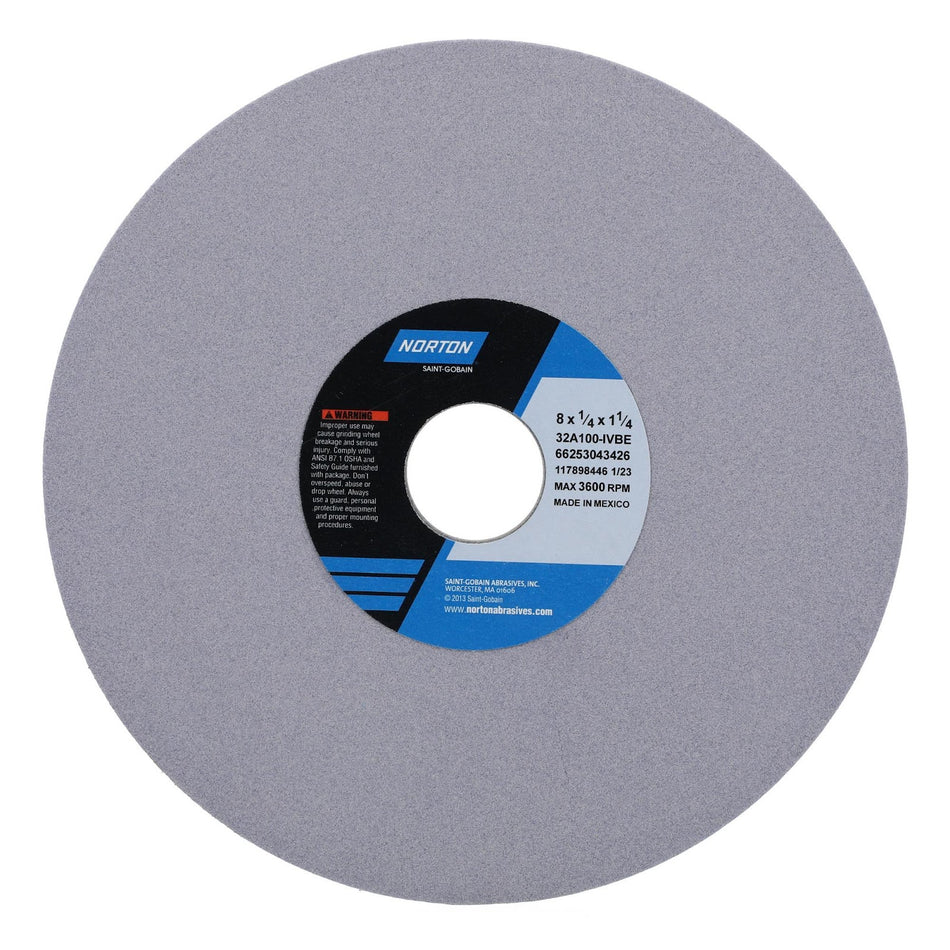Norton 8 x 1/4 x 1-1/4 in Type 01 Toolroom Wheel 32A 100 I VBE