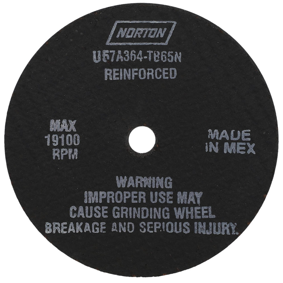 Norton 4 x 1/16 x 3/8 in Type 41 Reinforced Cut-Off Wheel AO 36 Grit T B65N, 25-Pack