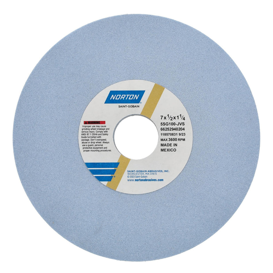 Norton 7 x 1/2 x 1-1/4 In. SG Toolroom Wheel >4 in 5SG 100 J VS Type 01