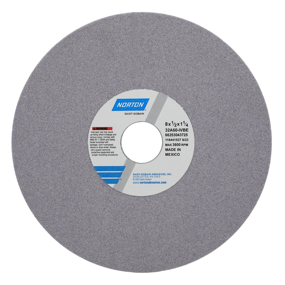 Norton 8 x 1/2 x 1-1/4 in Type 01 Toolroom Wheel 32A 60 I VBE