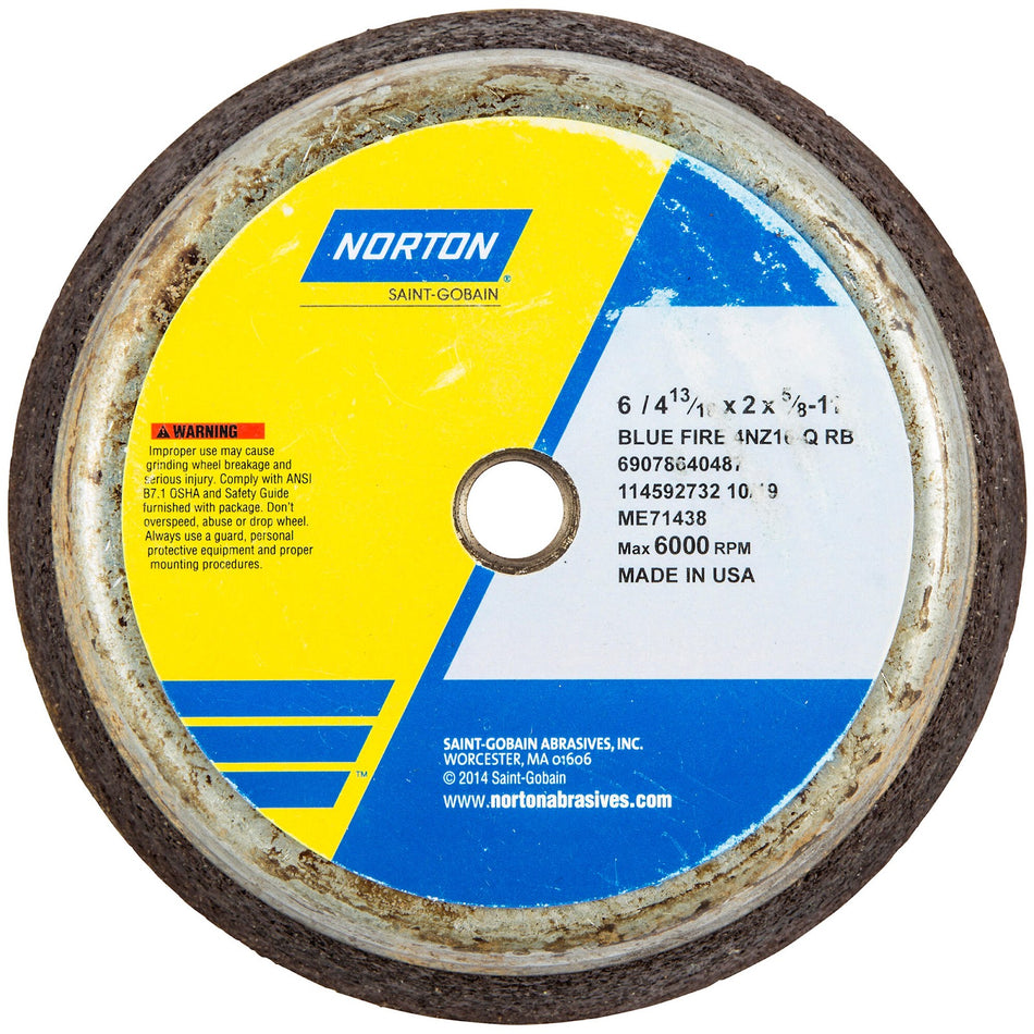 Norton 6 x 2 x 5/8 x 1-1/2 in BlueFire Type 11 Portable Snagging Wheel 4NZ 16 R B42
