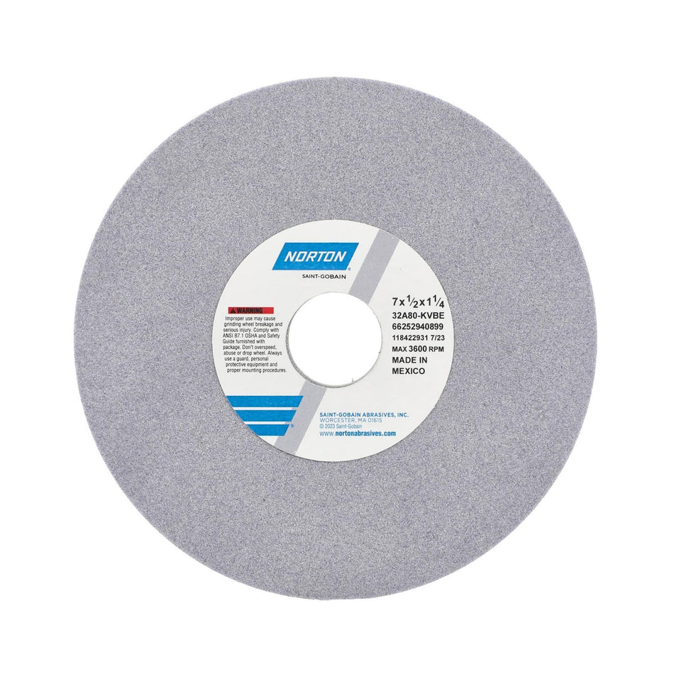 Norton 7 x 1/2 x 1-1/4 in Type 01 Toolroom Wheel 32A 80 K VBE