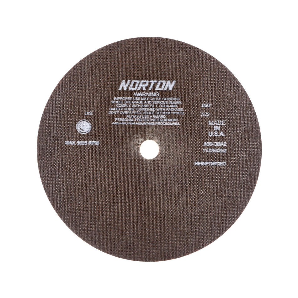 Norton 12 x 0.06 x 1 in OBNA2 Type 41 Reinforced Cut-Off Wheel AO 60 Grit O BNA2, 10-Pack