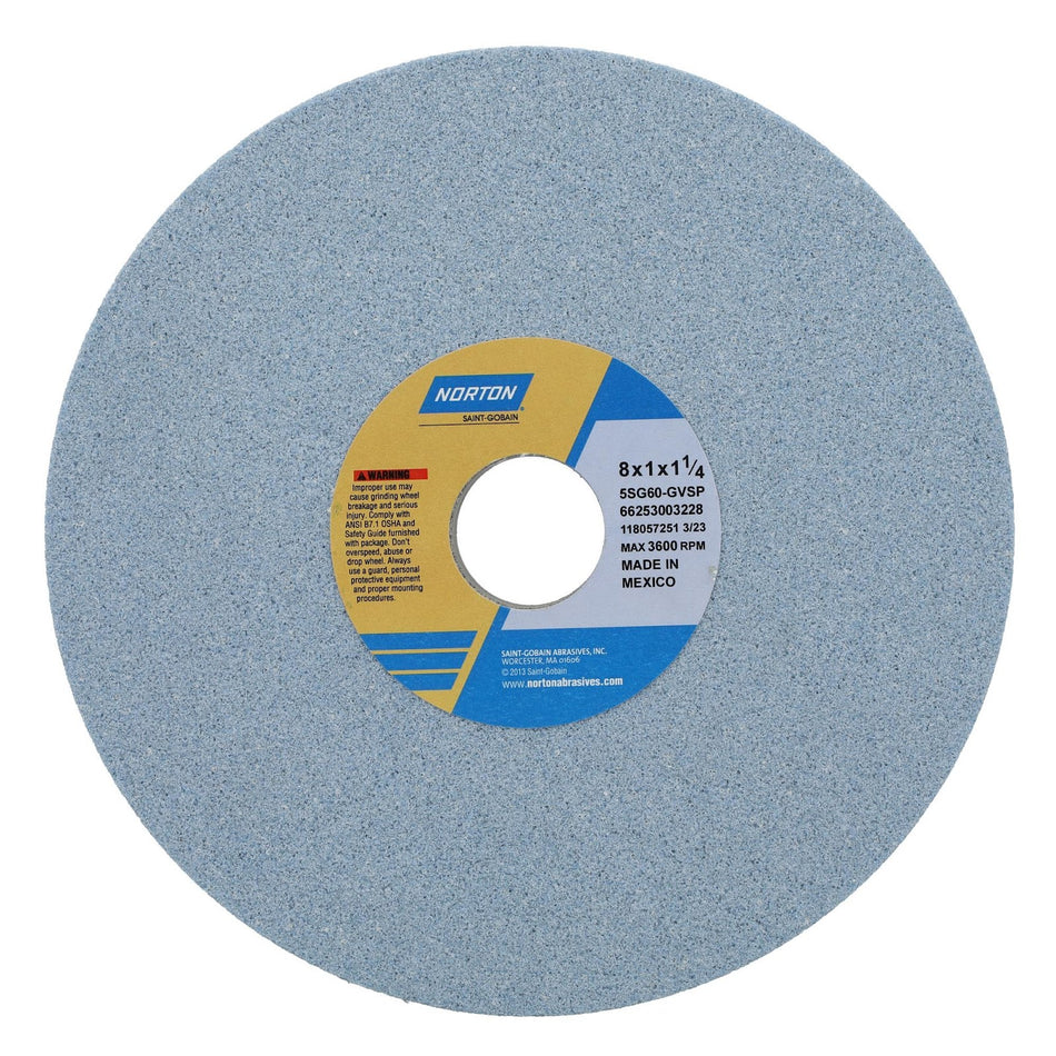 Norton 8 x 1 x 1-1/4 in SG Type 01 Toolroom Wheel 5SG 60 G VSP