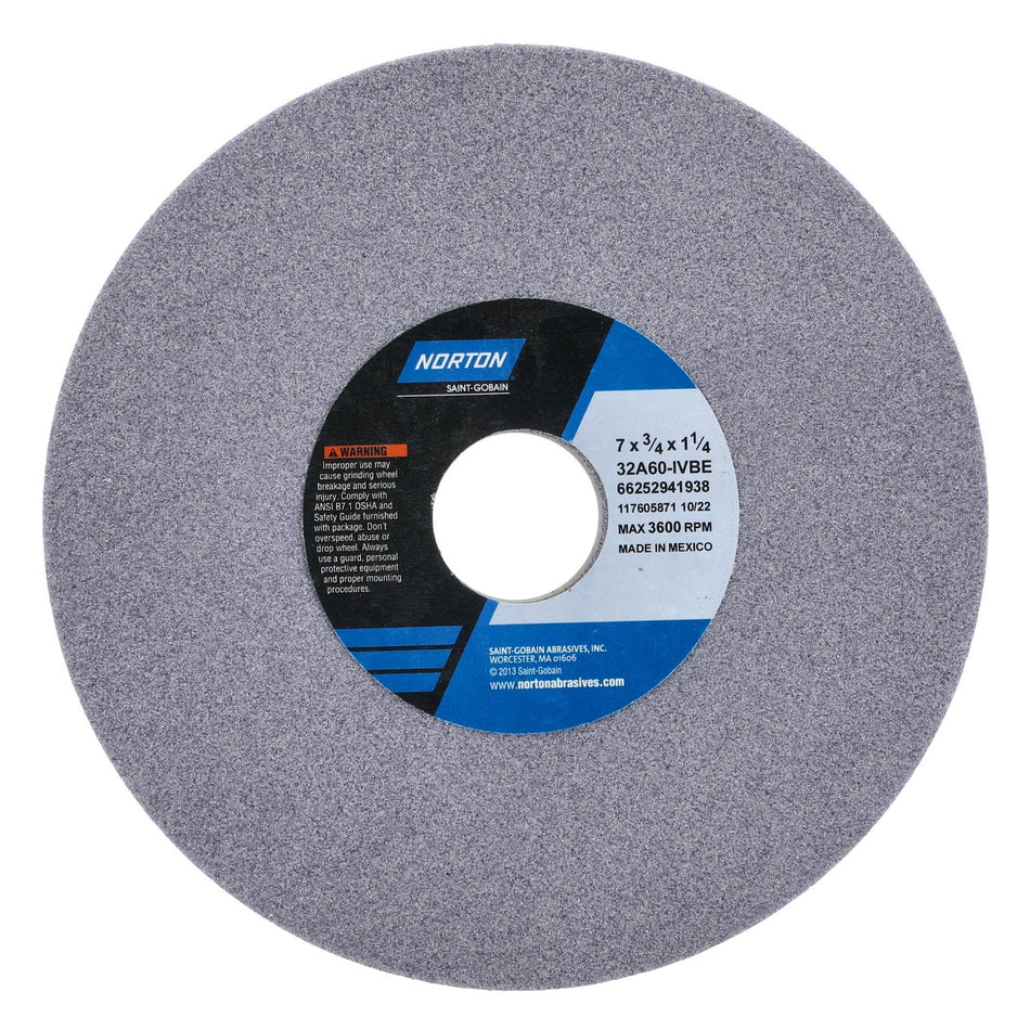 Norton 7 x 3/4 x 1-1/4 in Type 01 Toolroom Wheel 32A 60 I VBE