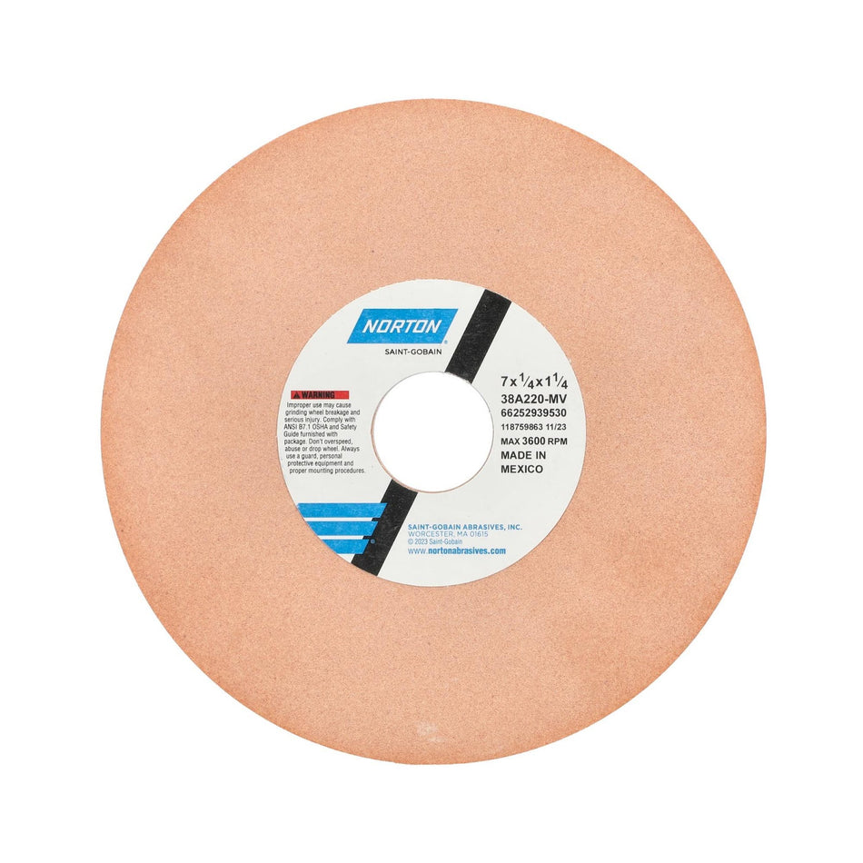 Norton 7 x 1/4 x 1-1/4 in Type 01 Toolroom Wheel 38A 220 M V