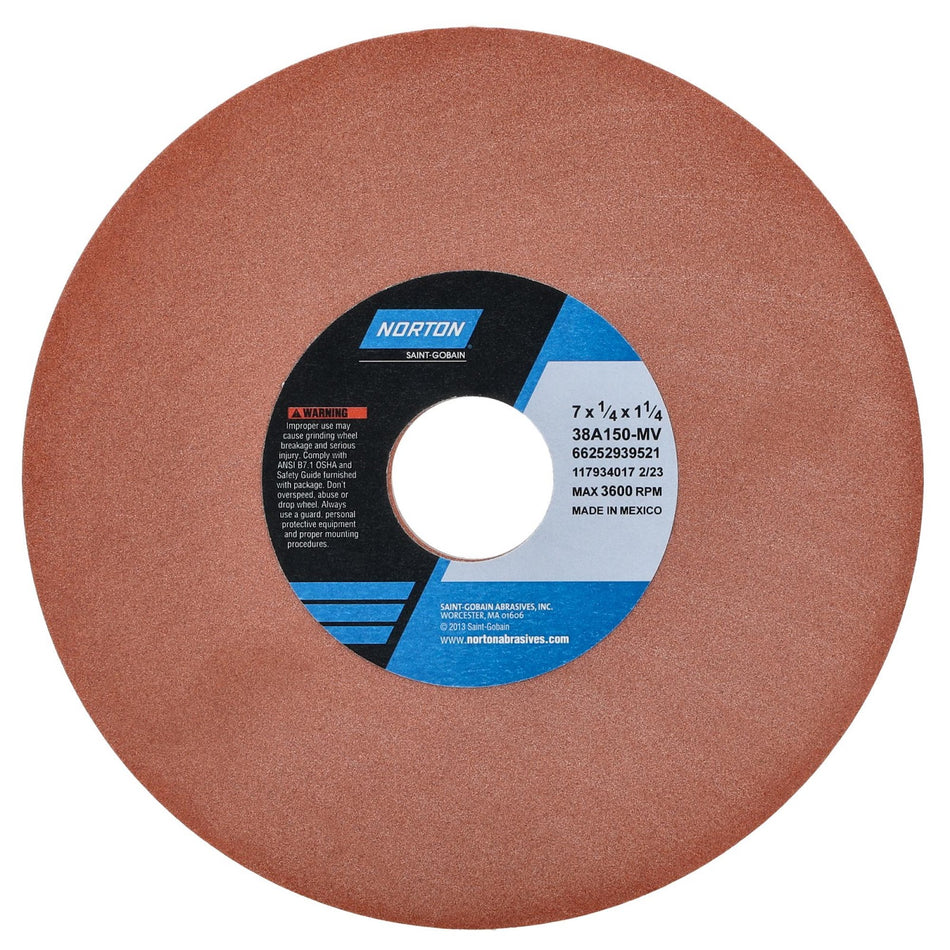 Norton 7 x 1/4 x 1-1/4 in Type 01 Toolroom Wheel 38A 150 M V