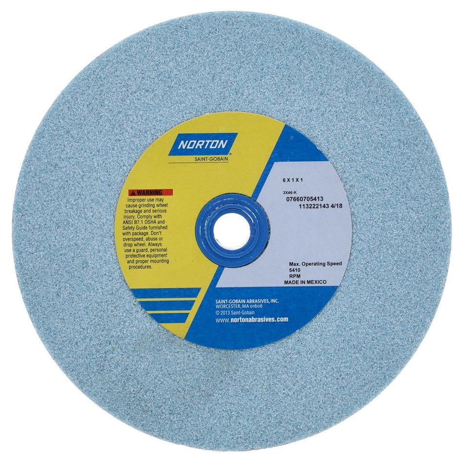 Norton 6 x 1 x 1 in Premium Blue Bench Straight Wheel 01 3SG 46 K VS