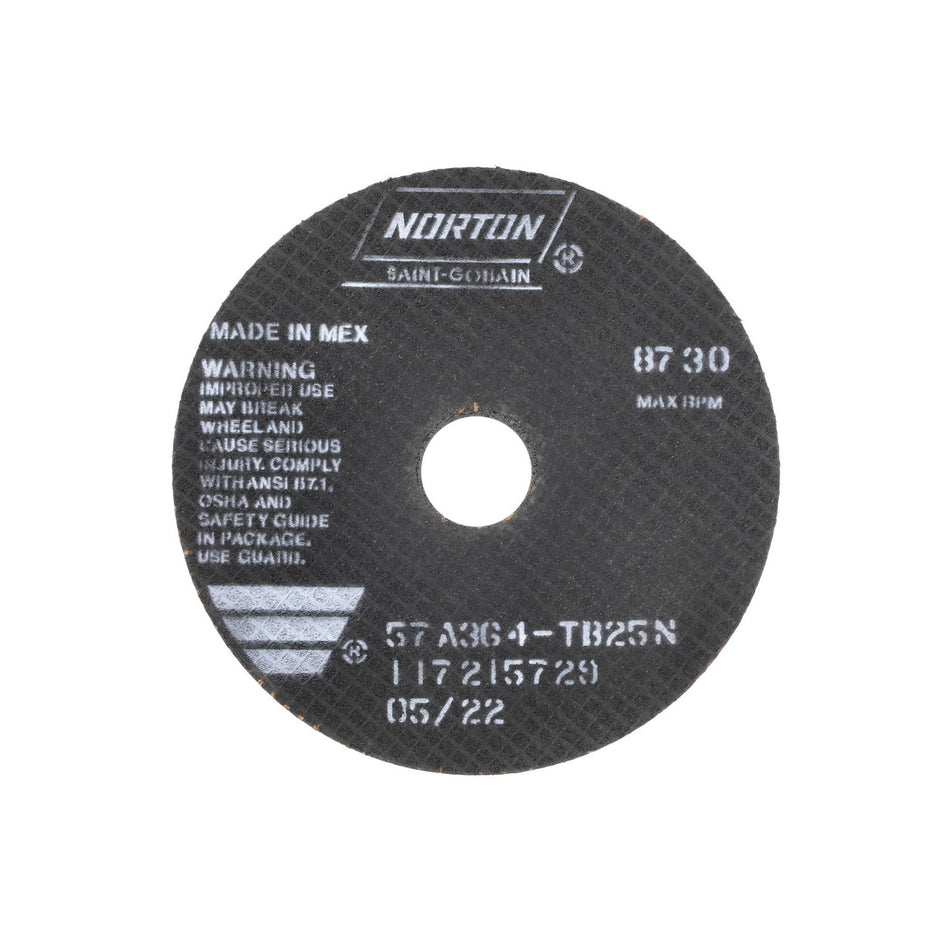 Norton 7 x 1/16 x 1-1/4 in B25N Type 41 Reinforced Cut-Off Wheel AO 36 Grit T B25N, 25-Pack