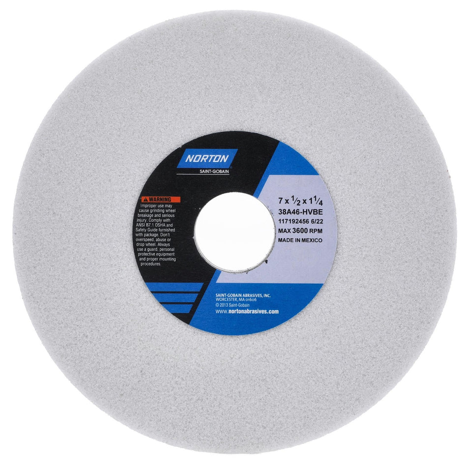 Norton 7 x 1/2 x 1-1/4 in Type 01 Toolroom Wheel 38A 46 H VBE