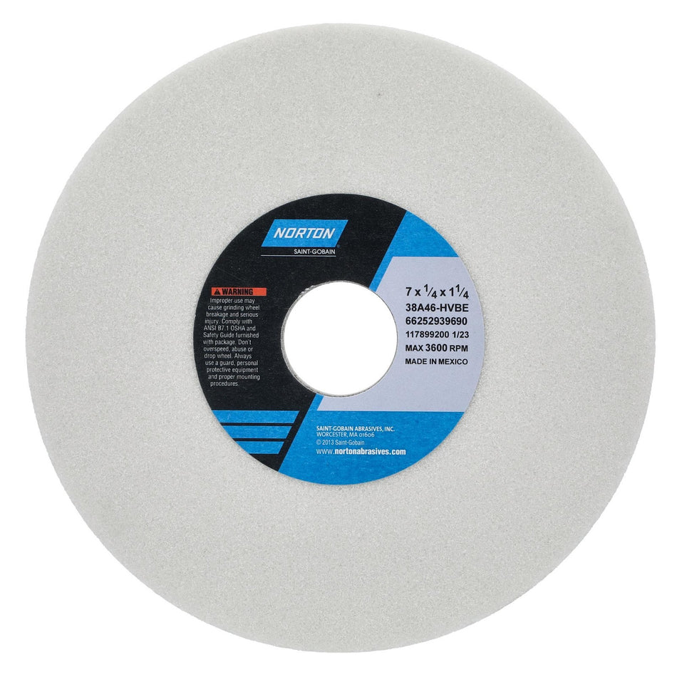 Norton 7 x 1/4 x 1-1/4 in Type 01 Toolroom Wheel 38A 46 H VBE