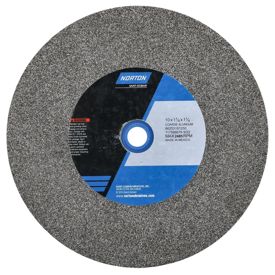 Norton 10 x 1-1/4 x 1-1/4 in Gemini Bench Straight Wheel 01 57A 36 P VBE