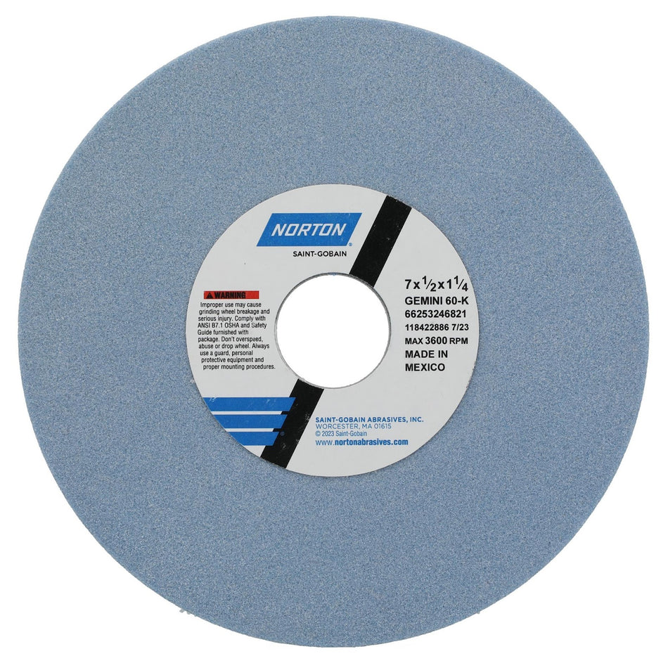 Norton 7 x 1/2 x 1-1/4 in Gemini Type 01 Toolroom Wheel 38AB 60 K VS, 10-Pack