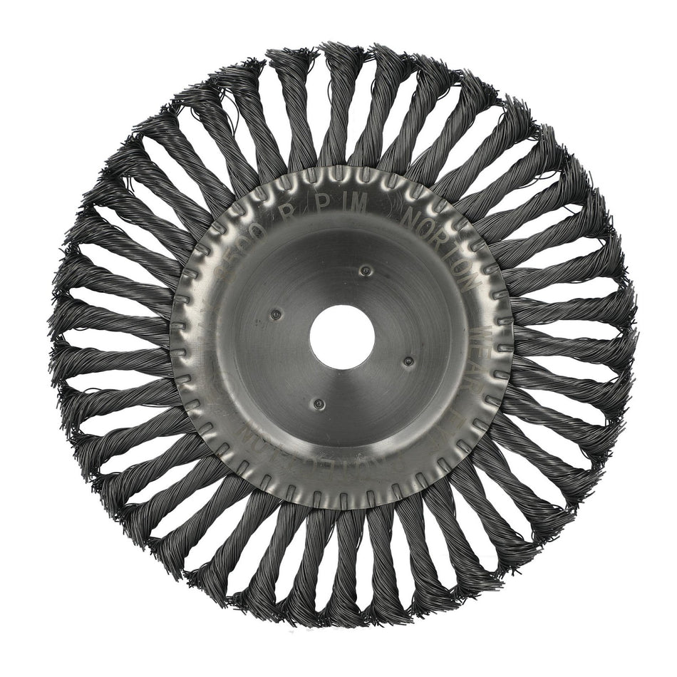 Norton 8 x 0.020 x 5/8 x 1-1/4 x 5/8 In. Carbon Steel Stringer Bead Twist Knot Wire Wheel Brush
