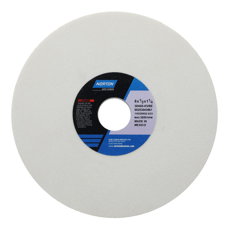 Norton 8 x 1/2 x 1-1/4 in Type 01 Toolroom Wheel 38A 60 K VBE