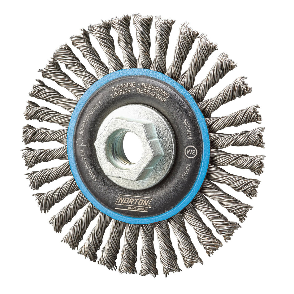 Norton 4 x 0.02 in BlueFire Shank Mounted Wheel Brush, 6-Pack
