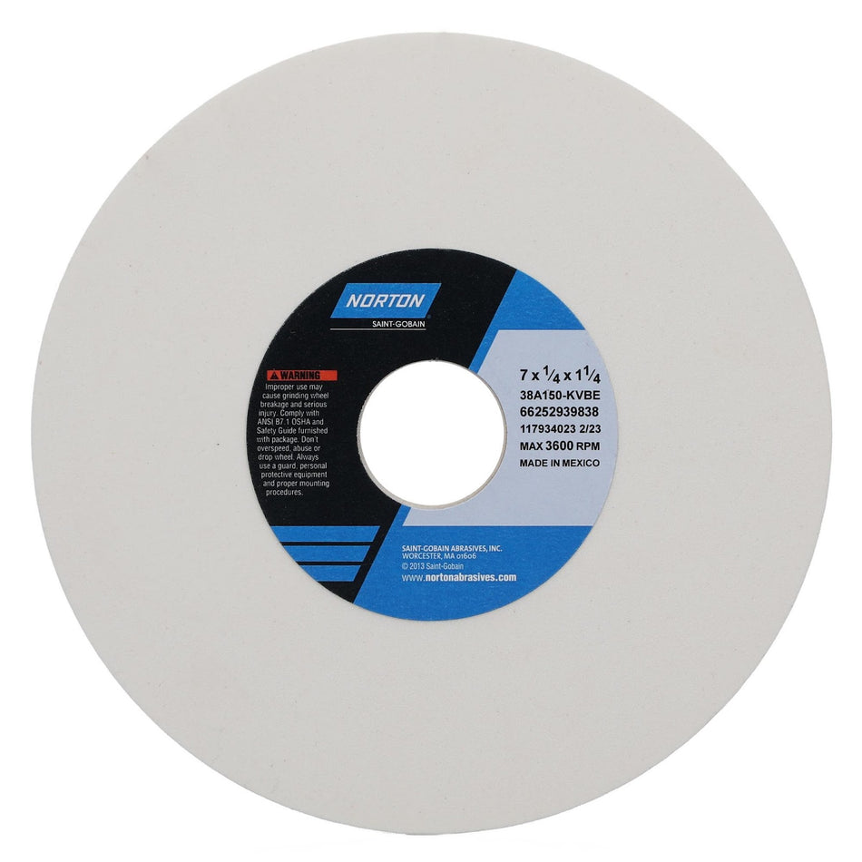 Norton 7 x 1/4 x 1-1/4 in Type 01 Toolroom Wheel 38A 150 K VBE