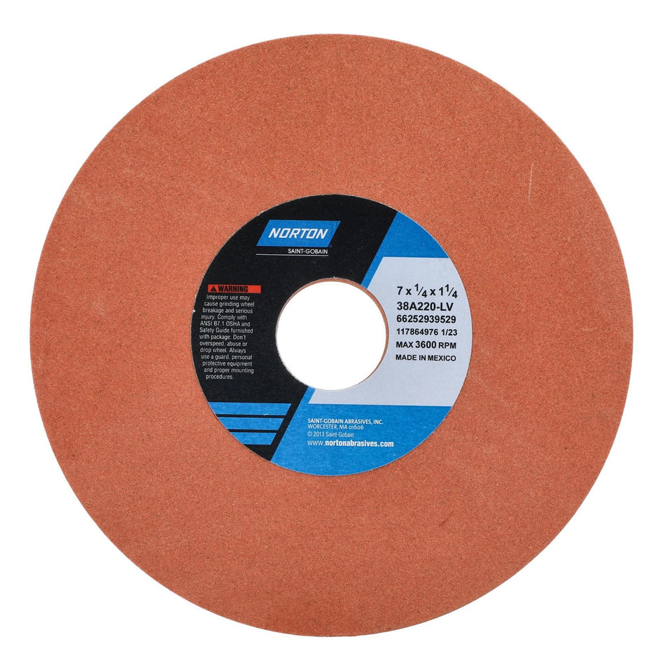 Norton 7 x 1/4 x 1-1/4 in Type 01 Toolroom Wheel 38A 220 L V