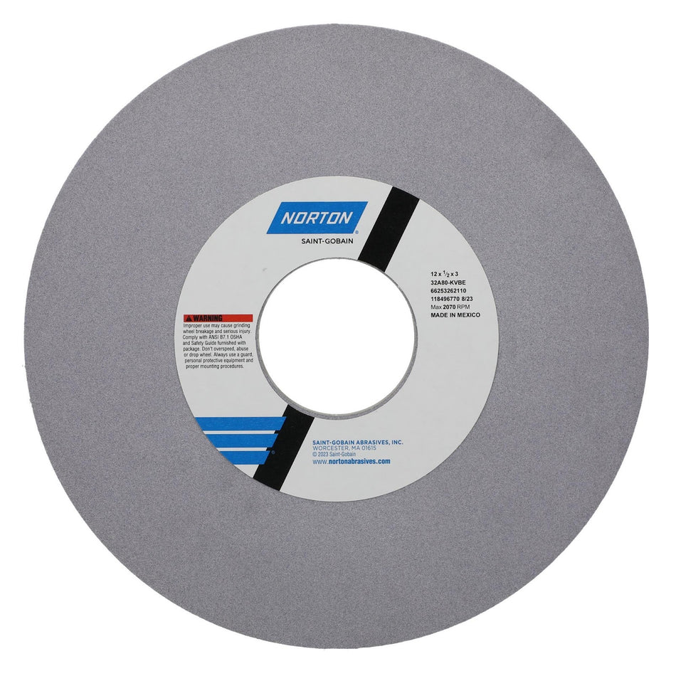 Norton 12 x 1/2 x 3 in Type 01 Toolroom Wheel 32A 80 K VBE, 2-Pack