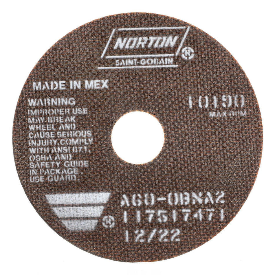 Norton 6 x 0.06 x 1-1/4 in OBNA2 Type 41 Reinforced Cut-Off Wheel AO 60 Grit O BNA2, 25-Pack