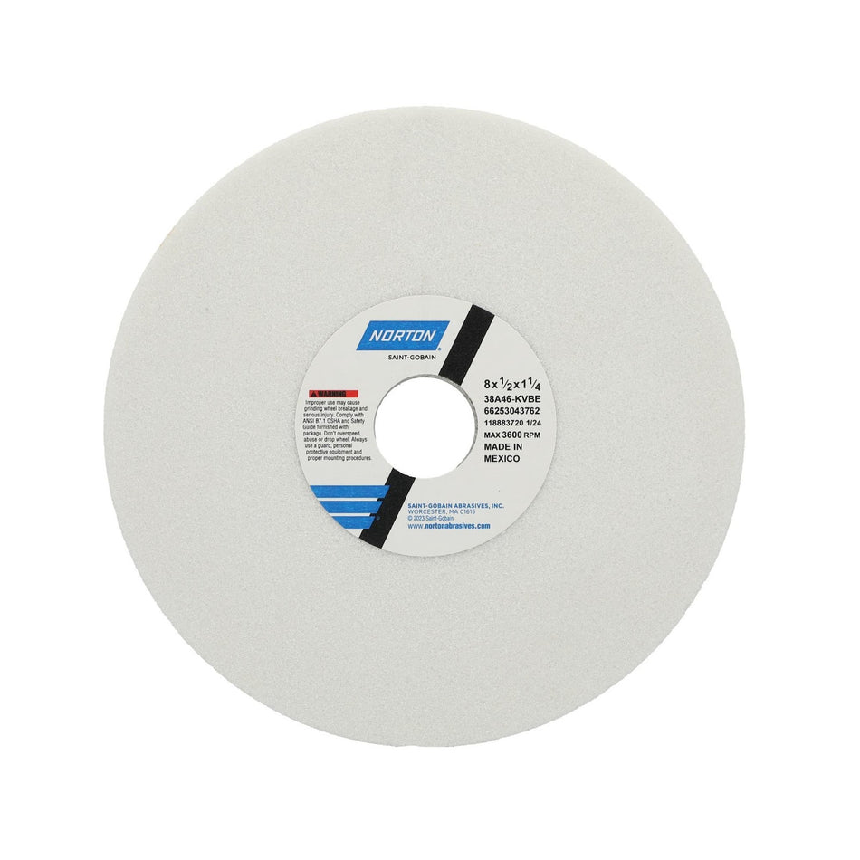 Norton 8 x 1/2 x 1-1/4 in Type 01 Toolroom Wheel 38A 46 K VBE