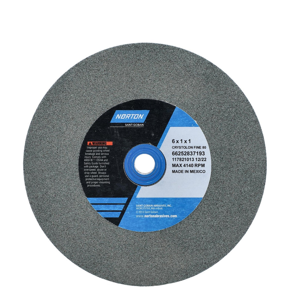 Norton 6 x 1 x 1 in Gemini Bench Straight Wheel 01 39C 80 J VMT