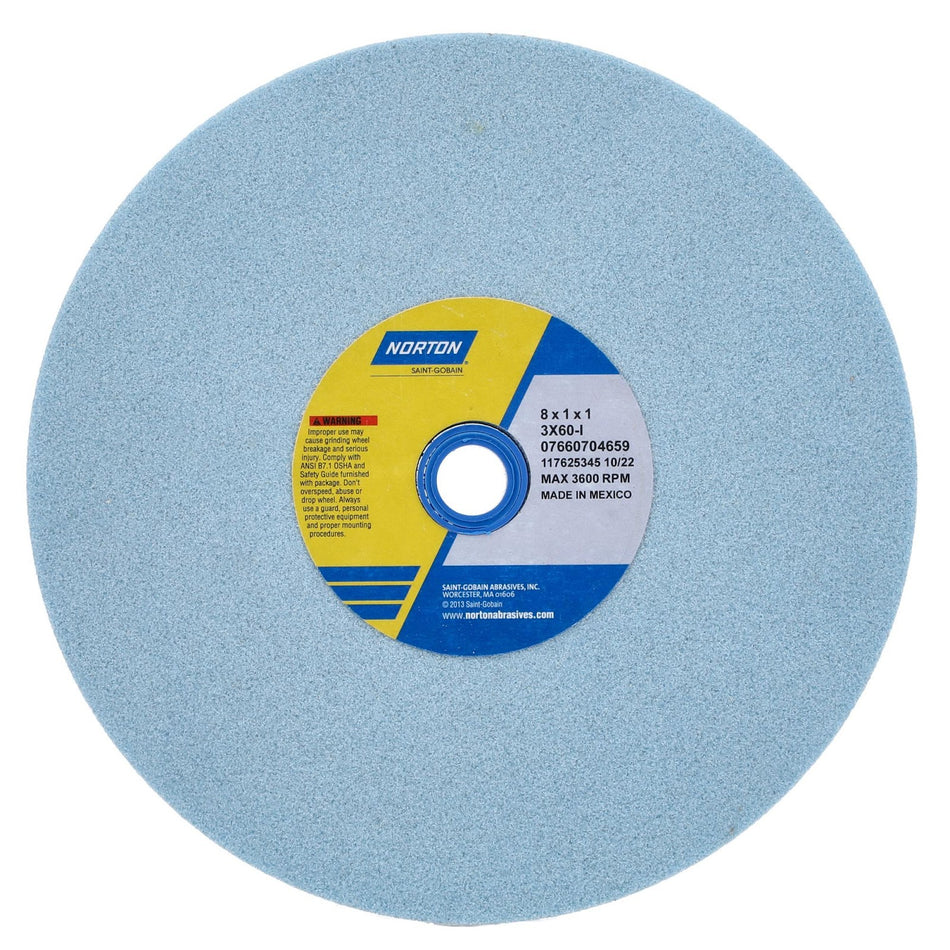 Norton 8 x 1 x 1 in Premium Blue Bench Straight Wheel 01 3SG 60 I VS