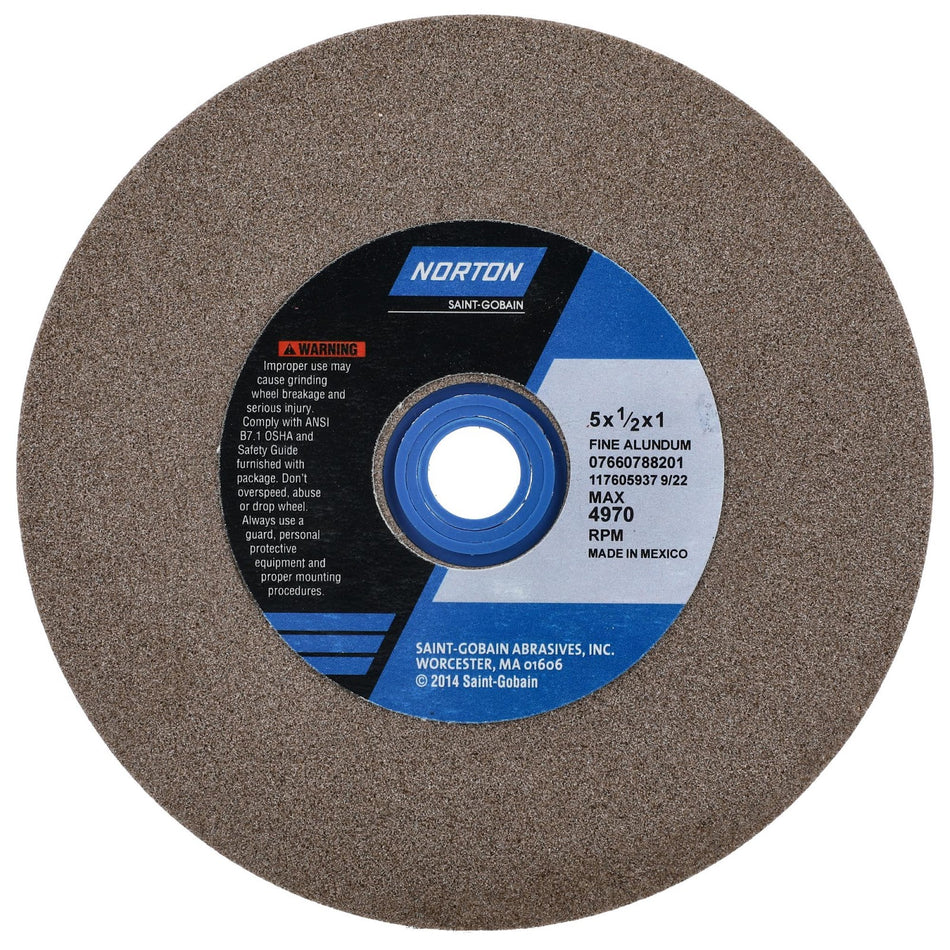 Norton 5 x 1/2 x 1 in Gemini Bench Straight Wheel 01 57A 100 K VBE