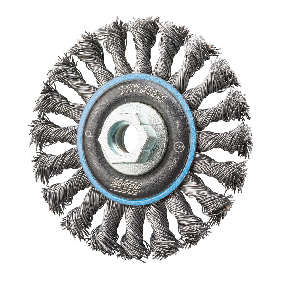 Norton 4 x 0.02 in BlueFire Shank Mounted Wheel Brush, 6-Pack