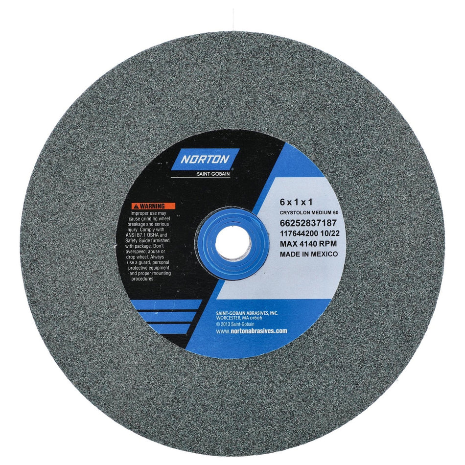 Norton 6 x 1 x 1 in Gemini Bench Straight Wheel 01 39C 60 J VMT