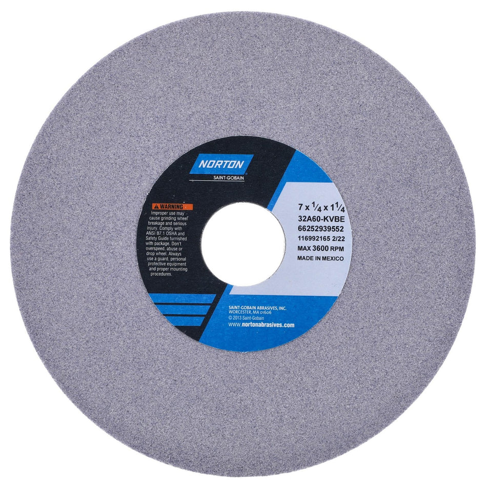 Norton 7 x 1/4 x 1-1/4 in Type 01 Toolroom Wheel 32A 60 K VBE