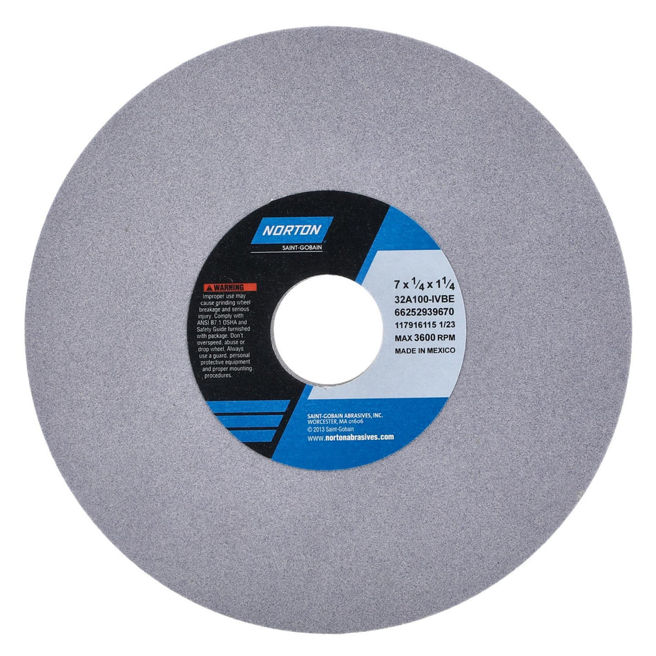 Norton 7 x 1/4 x 1-1/4 in Type 01 Toolroom Wheel 32A 100 I VBE