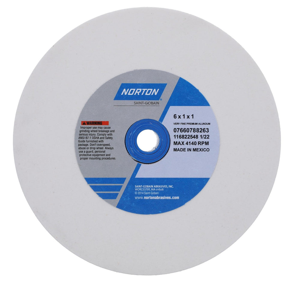 Norton 6 x 1 x 1 in Premium Bench Straight Wheel 01 38A 150 J VBE
